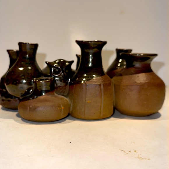 7 Vtg bud vases that are connected & 2 owls - crafted in Japan for Takahashi - Picture 3 of 9